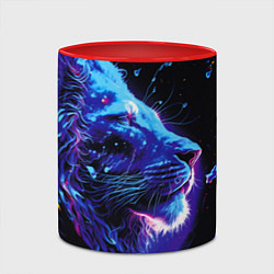 Кружка 3D Неоновый лев, цвет: 3D-белый + красный — фото 2