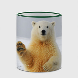 Кружка 3D Белый медведь приветствует, цвет: 3D-зеленый кант — фото 2