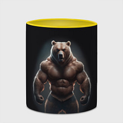 Кружка 3D Сильный медведь спортсмен, цвет: 3D-белый + желтый — фото 2