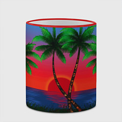 Кружка 3D Пальмы и море, цвет: 3D-красный кант — фото 2