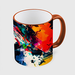 Кружка 3D Разноцветные мазки краски, цвет: 3D-оранжевый кант