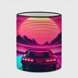 Кружка 3D Синтвейв закат и автомобиль, цвет: 3D-черный кант — фото 2