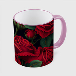 Кружка 3D Много красных роз, цвет: 3D-розовый кант