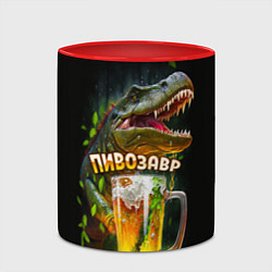 Кружка 3D Пивозавр в лесу, цвет: 3D-белый + красный — фото 2