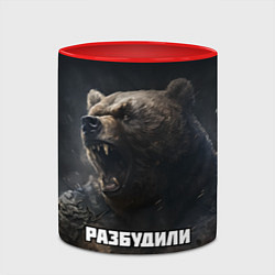 Кружка 3D Разбудили - медведь, цвет: 3D-белый + красный — фото 2