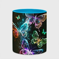 Кружка 3D Неоновые дикие бабочки, цвет: 3D-белый + небесно-голубой — фото 2