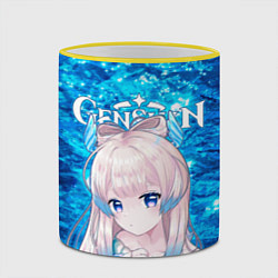 Кружка 3D Кокоми на фоне воды, цвет: 3D-желтый кант — фото 2