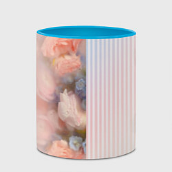 Кружка 3D Цветы за стеклом - полосы с градиентом, цвет: 3D-белый + небесно-голубой — фото 2