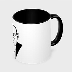 Кружка 3D Композитор Сергей Прокофьев, цвет: 3D-белый + черный