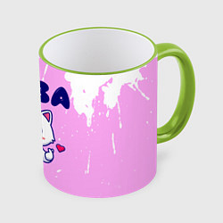 Кружка 3D Лиза кошечка с сердечком, цвет: 3D-светло-зеленый кант