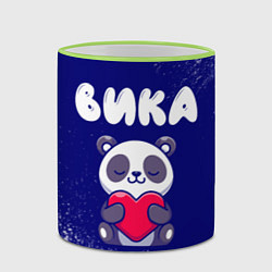 Кружка 3D Вика панда с сердечком, цвет: 3D-светло-зеленый кант — фото 2
