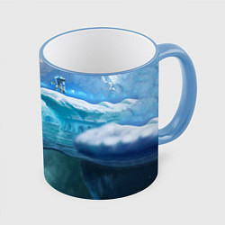Кружка 3D Subnautica - КРАБ на леднике, цвет: 3D-небесно-голубой кант