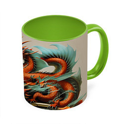 Кружка 3D Japan dragon - irezumi, цвет: 3D-белый + светло-зеленый