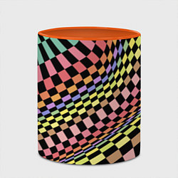 Кружка 3D Colorful avant-garde chess pattern - fashion, цвет: 3D-белый + оранжевый — фото 2