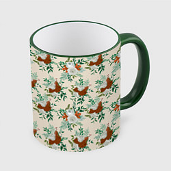 Кружка 3D Roses and cones, цвет: 3D-зеленый кант