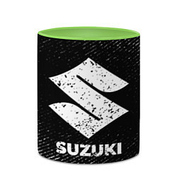 Кружка 3D Suzuki с потертостями на темном фоне, цвет: 3D-белый + светло-зеленый — фото 2