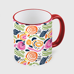 Кружка 3D Геометрический паттерн, цвет: 3D-красный кант