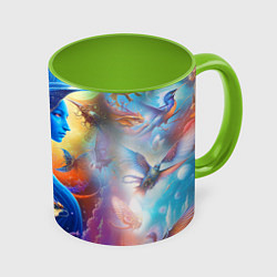 Кружка 3D Синяя Фея, цвет: 3D-белый + светло-зеленый