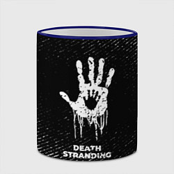 Кружка 3D Death Stranding с потертостями на темном фоне, цвет: 3D-синий кант — фото 2