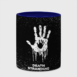 Кружка 3D Death Stranding с потертостями на темном фоне, цвет: 3D-белый + синий — фото 2