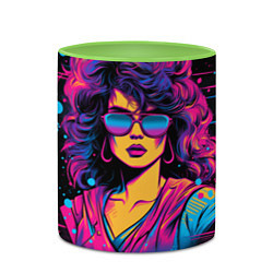 Кружка 3D Lady - retrowave style, цвет: 3D-белый + светло-зеленый — фото 2