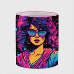 Кружка 3D Lady - retrowave style, цвет: 3D-розовый кант — фото 2