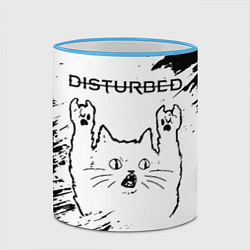 Кружка 3D Disturbed рок кот на светлом фоне, цвет: 3D-небесно-голубой кант — фото 2
