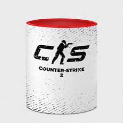 Кружка 3D Counter-Strike 2 с потертостями на светлом фоне, цвет: 3D-белый + красный — фото 2