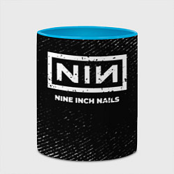 Кружка 3D Nine Inch Nails с потертостями на темном фоне, цвет: 3D-белый + небесно-голубой — фото 2