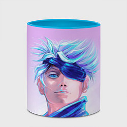 Кружка 3D Магическая битва Годжо Сатору, цвет: 3D-белый + небесно-голубой — фото 2