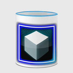 Кружка 3D Белый куб и магия, цвет: 3D-небесно-голубой кант — фото 2