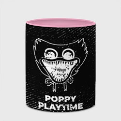 Кружка 3D Poppy Playtime с потертостями на темном фоне, цвет: 3D-белый + розовый — фото 2