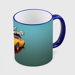 Кружка 3D Классический спорткар Chevrolet Corvette Stingray, цвет: 3D-синий кант