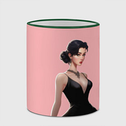 Кружка 3D Girl in black dress - pink, цвет: 3D-зеленый кант — фото 2
