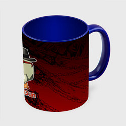 Кружка 3D Курочка ганстер - Чикен ган, цвет: 3D-белый + синий