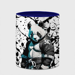 Кружка 3D Panda samurai on the background of blots, цвет: 3D-белый + синий — фото 2