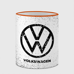 Кружка 3D Volkswagen с потертостями на светлом фоне, цвет: 3D-оранжевый кант — фото 2