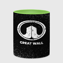 Кружка 3D Great Wall с потертостями на темном фоне, цвет: 3D-белый + светло-зеленый — фото 2