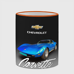 Кружка 3D Синий Chevrolet Corvette 70-х годов, цвет: 3D-оранжевый кант — фото 2