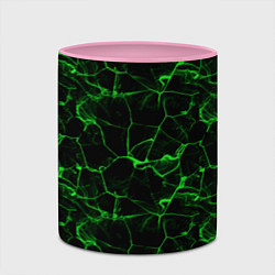 Кружка 3D Разломы зеленого пламени, цвет: 3D-белый + розовый — фото 2