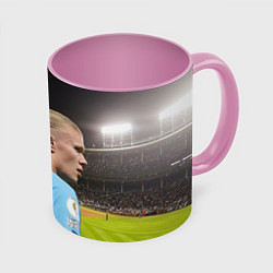 Кружка 3D Эрлинг Холанд Манчестер, цвет: 3D-белый + розовый