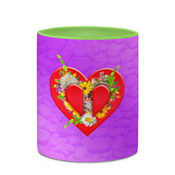 Кружка 3D Цветы от сердца, цвет: 3D-белый + светло-зеленый — фото 2