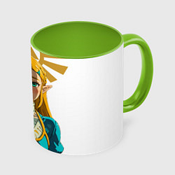 Кружка 3D The legend of Zelda - ahegao, цвет: 3D-белый + светло-зеленый
