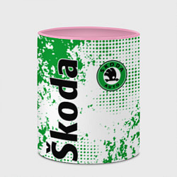 Кружка 3D Skoda auto logo, цвет: 3D-белый + розовый — фото 2