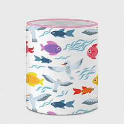 Кружка 3D Рыбы и чайки, цвет: 3D-розовый кант — фото 2