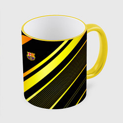 Кружка 3D ФК Барселона эмблема, цвет: 3D-желтый кант