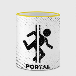 Кружка 3D Portal с потертостями на светлом фоне, цвет: 3D-желтый кант — фото 2
