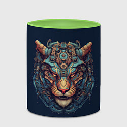 Кружка 3D Механический тигр, цвет: 3D-белый + светло-зеленый — фото 2