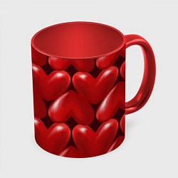 Кружка 3D Red hearts, цвет: 3D-белый + красный