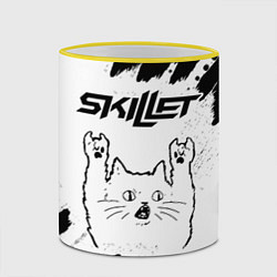 Кружка 3D Skillet рок кот на светлом фоне, цвет: 3D-желтый кант — фото 2